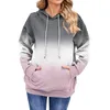 T-shirts voor dames Dames casual ronde hals Kleuraanpassing bedrukt sweatshirt met lange mouwen Losse trui met capuchon Sudaderas