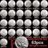 63pcs USA Full Set Walking Liberty Coins Bright Silver Silver plated copper copy coin281T