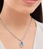 Toppmodedesigner All Zircon Diamond Ruby Blue Eye Snake Shaped Pendant Necklace For Women's Luxury Goods Designer Wholesale of Copper Jewelry