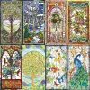 Filmer Frosted Privacy Window Film Static Cling Stained Glass Film Retro European Church Colorful Window Stickers Dusch Badrumdekor