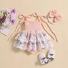 Girl Dresses Baby Girls Sleeveless Bodysuit Straps Dress Floral Ruffle Decoration Bow Born Romper