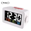 Embossing Gift Idea Bedside Wake Up Digital Alarm Clock with Thermometer Hygrometer Humidity Temperature Table Desk Clock Phone Charger