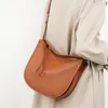 Toptrender Cowhide Split Leather Underarm Shoulder Bags for Women 2024 Trend Designer Hobo Crossbody Bag Half Moon Ladies Handbag 240307