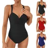 Maillots de bain pour femmes 2024 Sexy Solid Black One Piece Maillot de bain Femmes Push Up Femme Maillot de bain Summer Beach Wear Swim Lady Bather Monokini