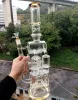 18 inch Yellow Glass Water Bong Hookahs Recycle with Honeycomb Filters Percolator 14m male joint Smoking Pipes ZZ