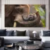 象の母と太陽のポスターキャンバス絵画壁アート写真リビングルームアニマルプリントの家の装飾屋内装飾2617