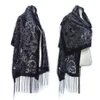 Sjaals Collectie Burnout Fluwelen Winter Sjaal Hijab Glitter Bloemen Sjaals Voor Bruiloft Zwart Hoofd Poncho Women244y