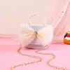 Bowknot Baby Girls Bag Messenger Torba Cute Pearl Chains Children Crossbody Bags Princess Akcesoria torebki torebki Y240306