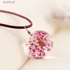 Hänghalsband runda maskros torkad blomma hänge halsband charm naturlig maskros glas cabochon transparent lycklig glas boll smycken242313