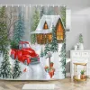 カーテンクリスマス装飾シャワーカーテン暖炉