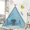 Toy Tents Toy Tents Tipi Indoor Play House Infant Toy Baby Cotton Canvas 1.1M Birthday Gift Folding Indian Children Camping Tent Wigwam For Kids Q231220 L240313