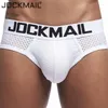 Underbyxor jockmail mesh män underkläder sexiga trosor andningsbara sommaren herrkläder manliga trosor shorts