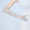 Five Fingers Gloves 70CM Long DIY Tulle Plain Face Bride Dress Transparent Sexy3020