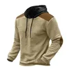 Sweats à capuche pour hommes Hommes Sweat à capuche décontracté Texture gaufrée élégante avec capuche à cordon de serrage Patch Design Pull à manches longues pour