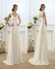 Empire Waist Wedding Dresses 2019 Capped Sleeves Lace up Back restidos de Novia Long Sweep A Line Chiffon Bridal Gowns1127864