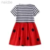 Girl's Dresses Jumping Meters New Princess Dresses Cotton Stripe Gift Toddler Costume Selling Frocks ldd240313