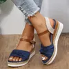 Scarpe eleganti Sandali con zeppa estivi per donna Eleganti espadrillas con cinturino alla caviglia con punta aperta e cinturino alla caviglia con tacco basso