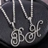 Pendant Necklaces Flatfoosie Fashion A-Z Cursive Letter Crystal Chain Necklace For Women Bling Iced Out Initial Pendant Necklace Hip Hop JewelryL242313