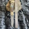 Coltelli da caccia da campeggio Lama in acciaio di Damasco Ingranaggio in resina Manico in ottone Coltello pieghevole Coltello da campeggio di sopravvivenza per frutta per coltello da autodifesa 240315