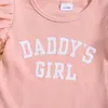 Ensembles de vêtements pour bébés filles, tenue d'été pour papa, t-shirt côtelé à manches courtes, haut et pantalon évasé, ensemble de 2 pièces