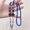 Hängen Natural Lapis Lazuli Sterling Silver Universal Clasp Halsband Original Design National Style Sweater Chain Fashion Jewelry