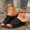 Slippers Sandals New Roman style sloping heel sandals for women in summer 2024 trendy and comfortable large sizesH240313