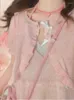 Robes de travail Rose Ensemble Femmes Crochet Fleurs À Lacets Creux Out Multi-pièces Arc Perle Boutons Tricoté Cardigan Doux Fille Kawaii Vêtements
