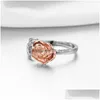 Pierścienie klastrowe Sprzedawanie miedzi SIER SIEROLNY Kolor Regulowany rozmiar Rose Flower Otwarty palcem Pierścień dla kobiet