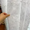 Cortinas Cortina de tul con bordado de perlas de encaje blanco para sala de estar, pantalla de ventana geométrica nórdica, decoración de boda terminada, Cortains