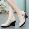 Kleid Schuhe 7,5 cm Bequeme Qualität Weiches Leder Flache Plattform Keile 2024 Herbst High Heels Pumps Frauen Für Büro Mama