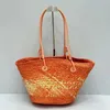 Raffia Straw Tote Bag Summer Beach Handbags Presh Fashion Letters Leather Leather Straps Vegetable Basket