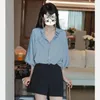 Women's Blouses 2024 Summer Korean Version Half Sleeve Shirt Chiffon Lantern Top Retro Loose Solid Color Ladies Tops