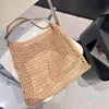 Sac en paille de raphia, sac à main de styliste, fourre-tout tissé de plage d'été, fourre-tout de Shopping de grande capacité, ajouré de voyage en métal