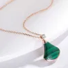 Designerfashion luksusowe biżuterię Naszyjniki projektanci Fan Kształt Divas Dream Naszyjnik Diamenty biały zielony chalcedon