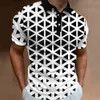 Mode 3D Gradiënt Streep Print Polo T-shirt Voor Mannen Hip Hop Trend Harajuku Straat Korte Mouw Tops Casual revers Knop Shirts 240307