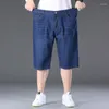 Heren jeans groot formaat 5xl 6xl 7xl denim korte mannen 48 50 300 kg casual broek dagelijkse zomerse broek elastiek los rechtop