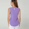 LU-1283 Women Vest O neck Sleeveless Side Open Breathable Quick Dry Yoga Shirt Running Training Loose Fitness Clothes Sports Tank top65