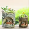 Planters Cartoon Tree House Resin Flower Pots Mini Succulents Planter Home Garden Indoor Decor Cachepot For Flowers Girls Birthday Gifts