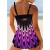 Swim wear verão praia moda feminina biquíni conjunto de duas peças com padrão pavão praia novo S-6XL natação esportes aquáticos 240311