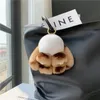 Plush Toy Bunny Real Natural Rex Rabbit Fur Keychain Women Bag Charm Ornaments Schoolbag Pendant Car Keyring Trinkets Kids Gift 240312