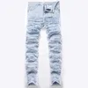 Männer Jeans Europa Stil Männer Hosen Skinny Slim Biker Denim Blau Stretch Loch Design Für Ehemann Große Größe 40 42