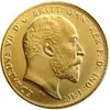 Reino Unido raro 1907 moneda británica Rey Eduardo VII 1 soberano mate 24 K monedas de copia chapadas en oro 235Q