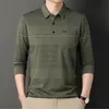 Mode Polo marque solide rayé graphique T-shirt à manches longues automne et printemps vêtements hommes coréen Polo 240309