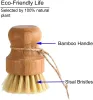 Bamboo Dish Scrub Brushes Kitchen Wooden Cleaning Scrubbers for Washing Cast Iron Pan Pot Natural Sisal Bristles DHL FY5090