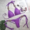 Sexy Lila Halter Kristall Diamant Bikini Weiblichen Badeanzug Frauen Bademode Strass Bikini set Brasilianische Badeanzug 240308