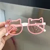 Sommer Kinder Nette Kitty Sonnenbrille Acryl Bogen Outdoor UV Schutz Sonnenbrille Baby Mädchen Klassische Kinder Junge UV400 Brillen 240226