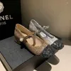 Chaussures habillées Or Argent Glitter Tissu Paillettes Bling Party Filles Designer De Luxe Femmes Mary Janes Véritable Cuir Semelle Pompes