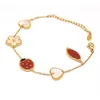 van clover Fiore Sette Stelle Bracciale Coccinella Giada Rossa Calcedonio Nuovi gioielli incolore con fragola