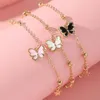 Bracelets de charme Belle couleur bonbon alliage goutte d'huile petit papillon pendentif bracelet pour filles mignon étoile bracelet 3 pièces ensemble enfants bijoux