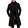 Trenchs masculins hommes atunnm hiver long manteau laine chaude massif simple poitrine de luxe mélanges-overcoat thermiques